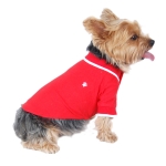 Side view red polo dog tshirt